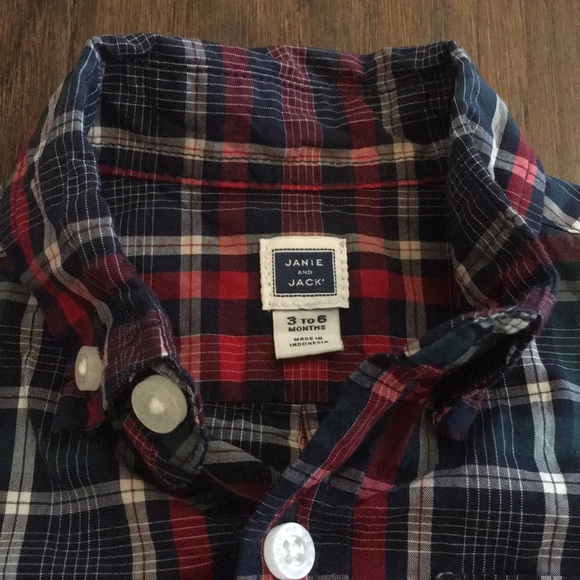 Janie and Jack Plaid Button Down Shirt - Picture 2 of 3